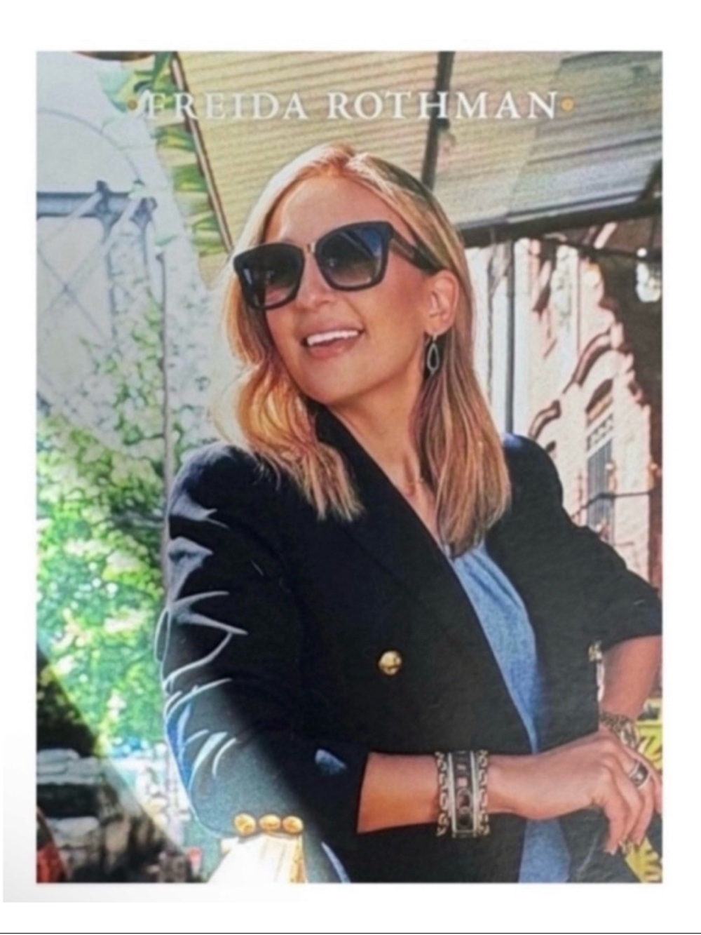 Freida Rothman Sterling Silver & Matte Gold Bezel Set Rectangular Stacking Ring - Picture 10 of 11